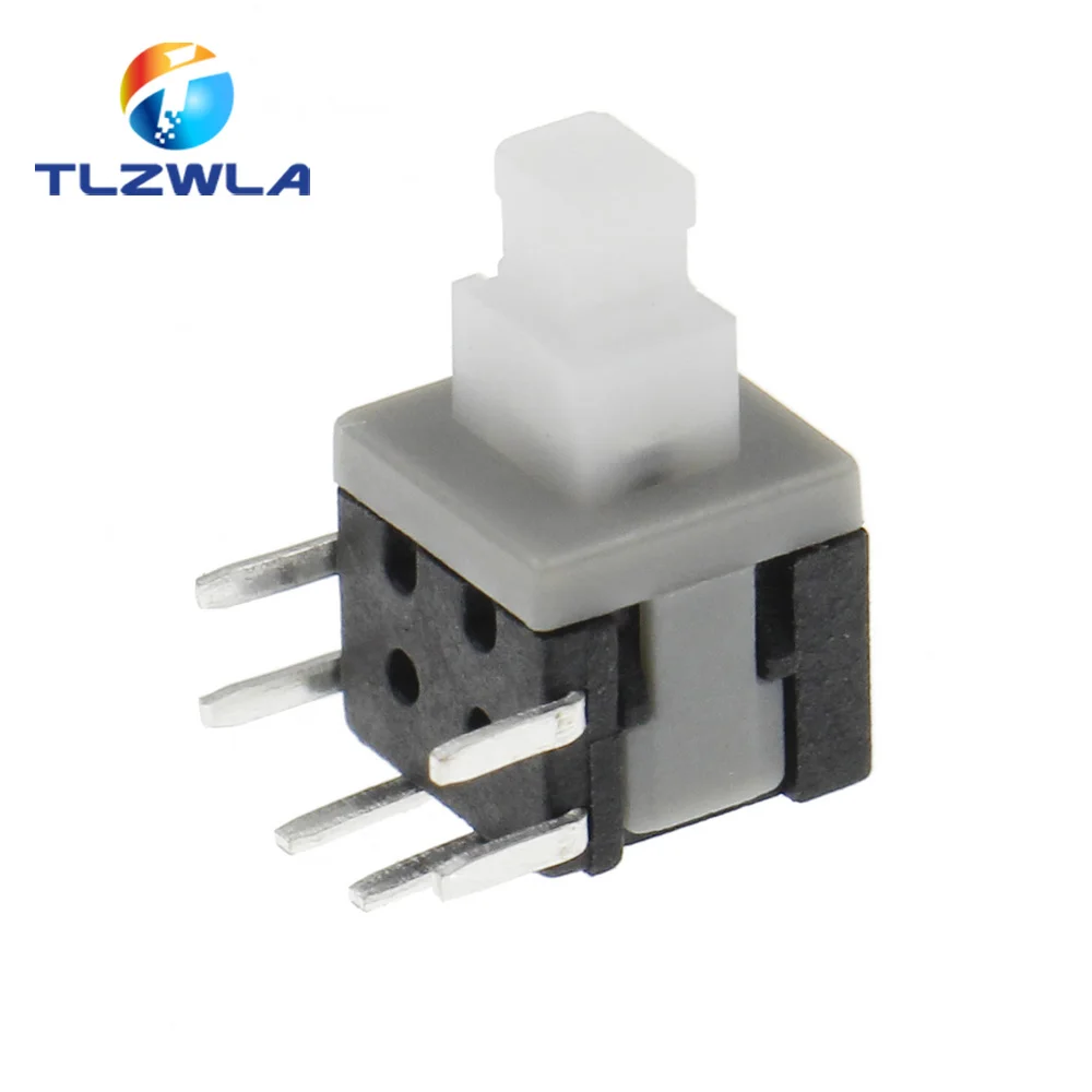 10PCS 5.8x5.8mm x Height 10.1 mm Push Button Switch On/Off Through Hole PCB DPDT Lock Right Angle Key switch Self Lock Push