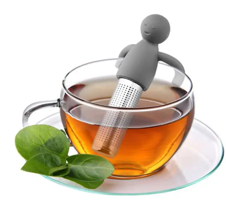 

Silicone Stainless Steel Humanoid Tea Strainers Filter Leakage Infuser Cup Decoration Lazy Tealeaf Diffuser SN1923