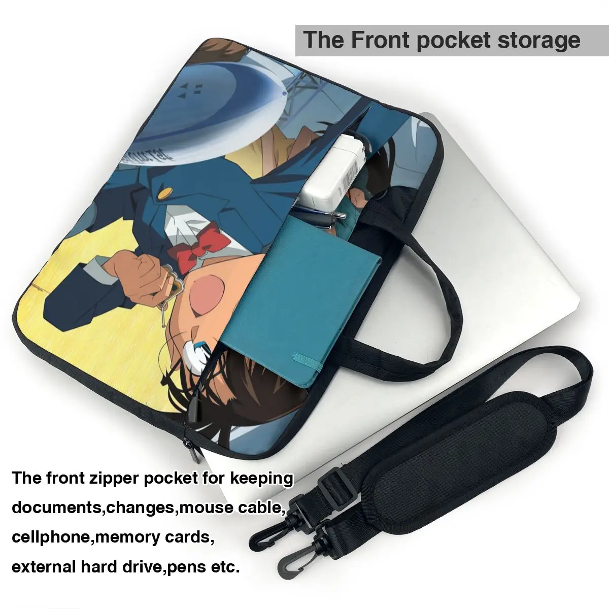 Detective Conan Laptop Bag Case Protective Vintage Computer Bag Bicycle Crossbody Laptop Pouch