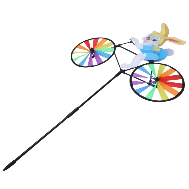 Cute 3D Animal on Bike Windmill Whirligig Garden Lawn Yard Decor Wind Spinner