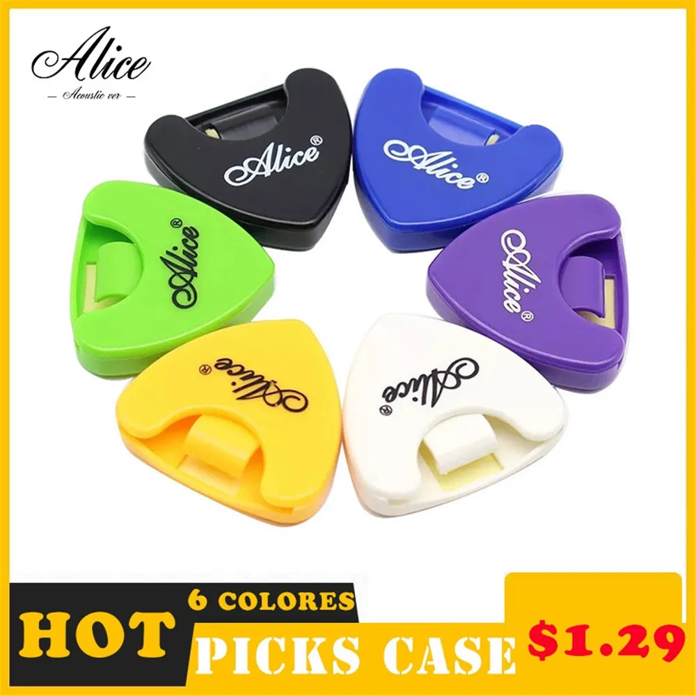 Alice Guitar Pick Box Guitar Pick Plastic Plectrum Case with Self Adhesive Sticker Guitar Pick Boxes for 1-3pcs Guitar Picks