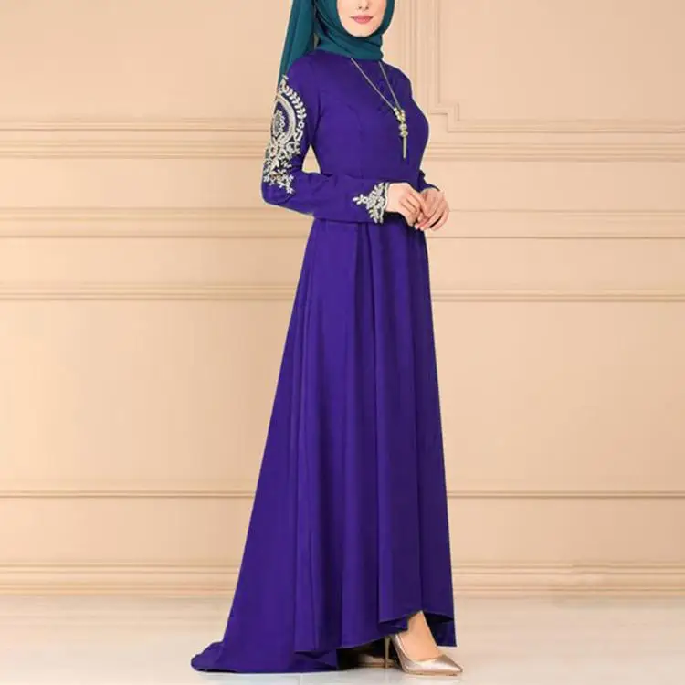 

New Eid Muslim Women Maxi Dress Embroidery Abaya Middle East Prayer Garment Islamic Clothing Turkey Kaftan Ramadan Jalabiya Robe