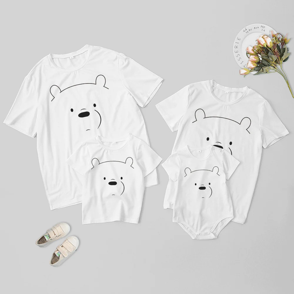 T-shirts à manches courtes et col ras du cou, tenues assorties pour la famille, pour père, fils, mère et fille