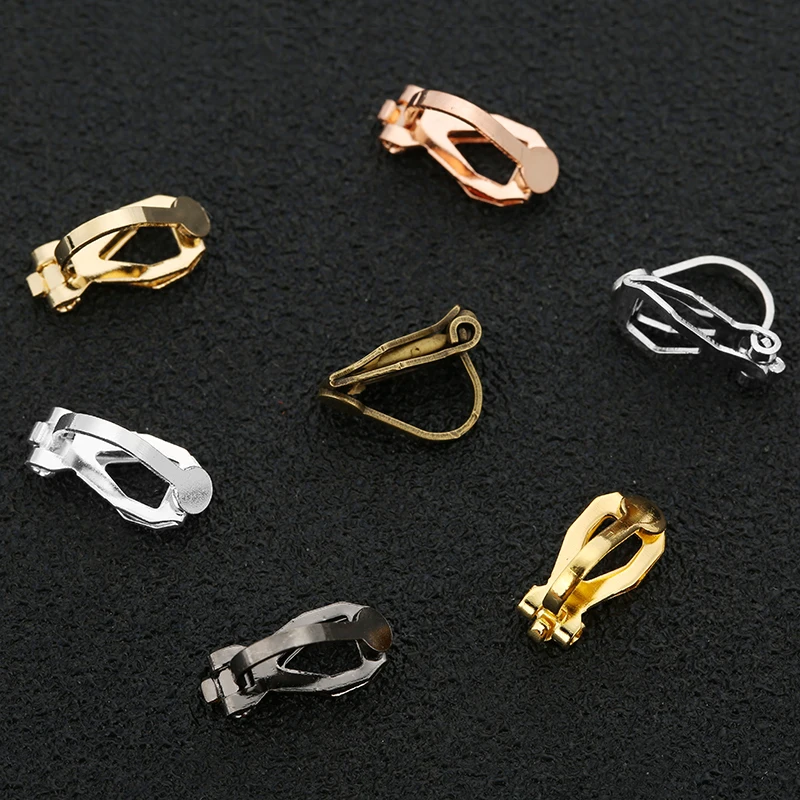 50pcs/lot 12mm Copper Gold Silver Color NO Piercing Earrings Clips Blank Base Settings Craft for DIY Ear Jewelry Making