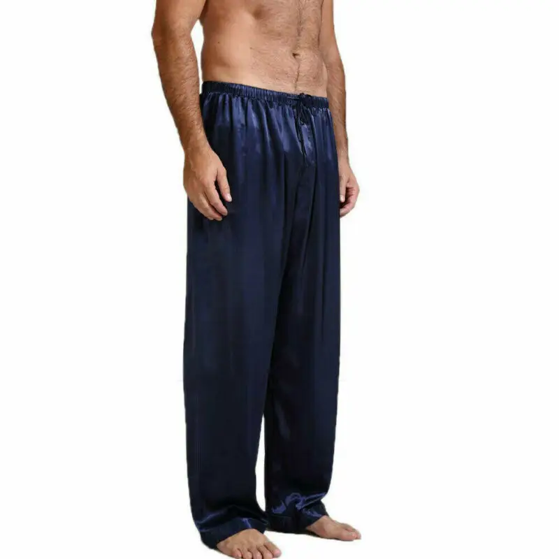 Casual Men Pants Loose Silk Satin Pajamas Nightwear Sleepwear Pyjamas Pants Sleep Bottoms Trousers