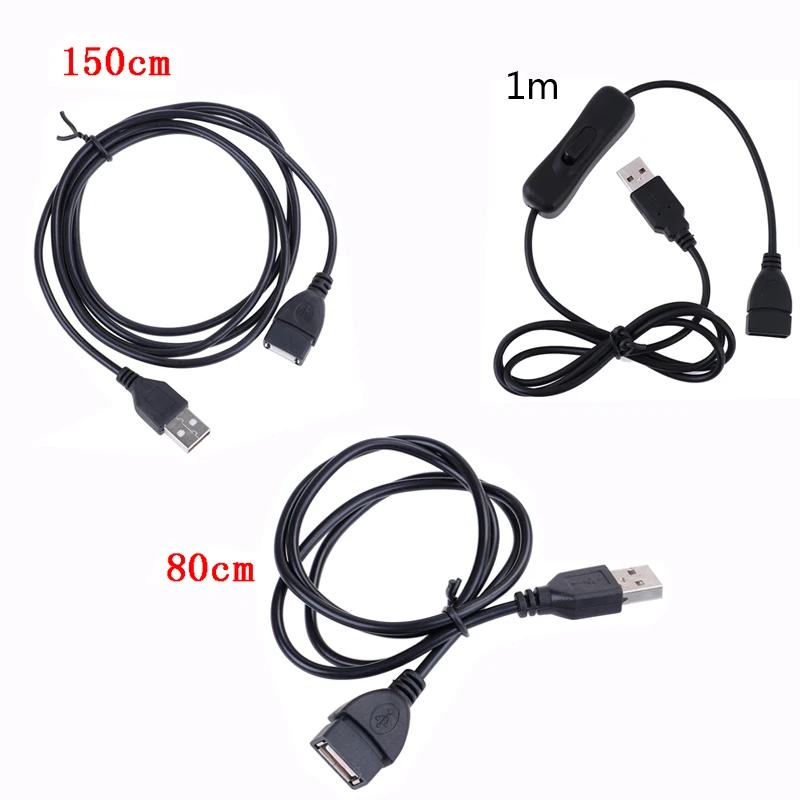 

USB Cable Male to Female Switch ON OFF Cable Toggle LED Lamp Power 1M Line Black Electronics Date Converting