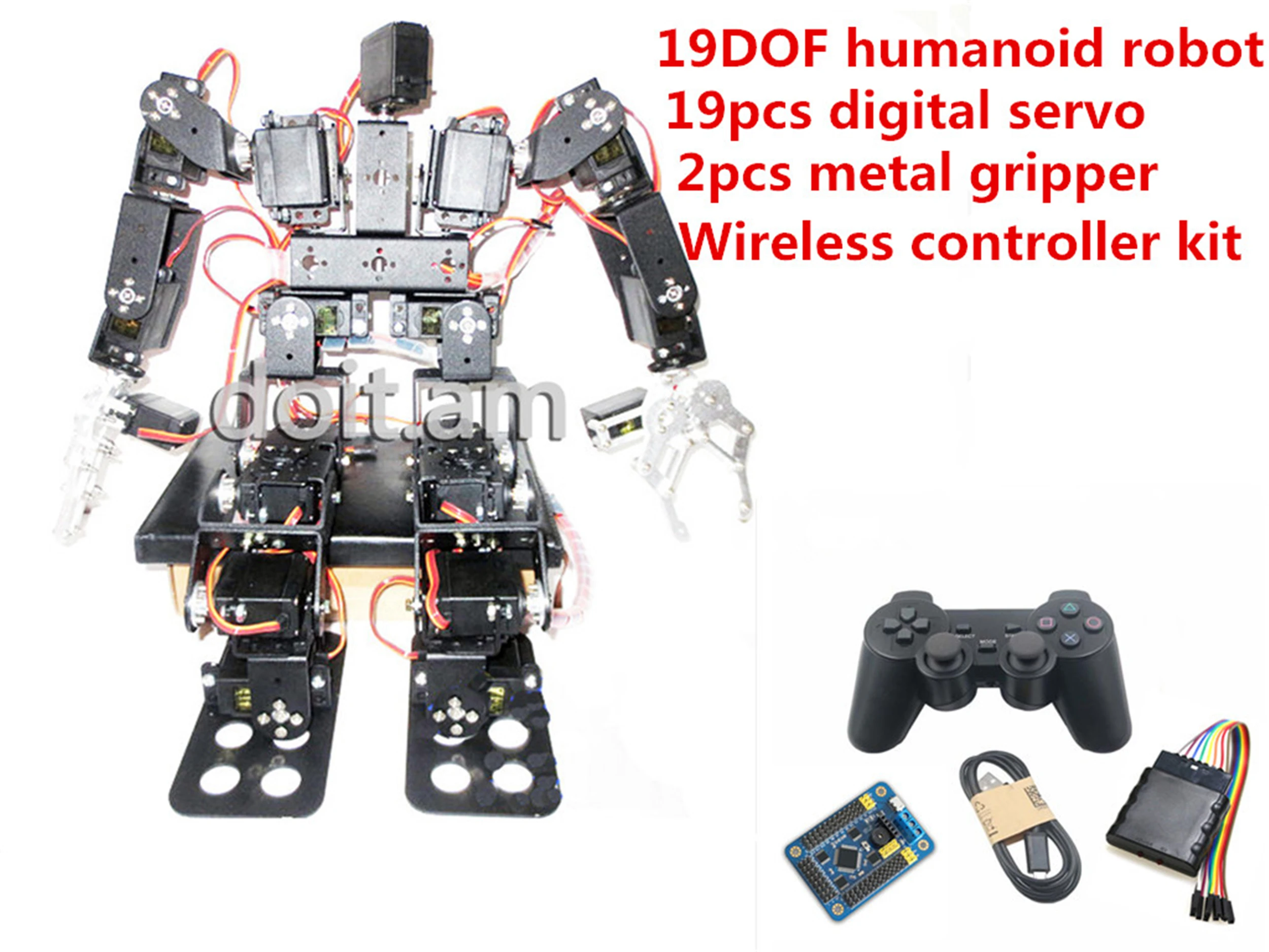 Wireless Control 19 Degrees Of Freedom Humanoid Dance Robot Biped Walking Robotic PS2 Handle 19pcs Digital Servo DIY For Arduino