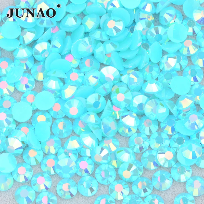 JUNAO 4 5 6mm Jelly Yellow AB Flatback decorazione Strass glitterer Nail Art Crystal Stickers pietre Strass Non Hotfix per fai da te