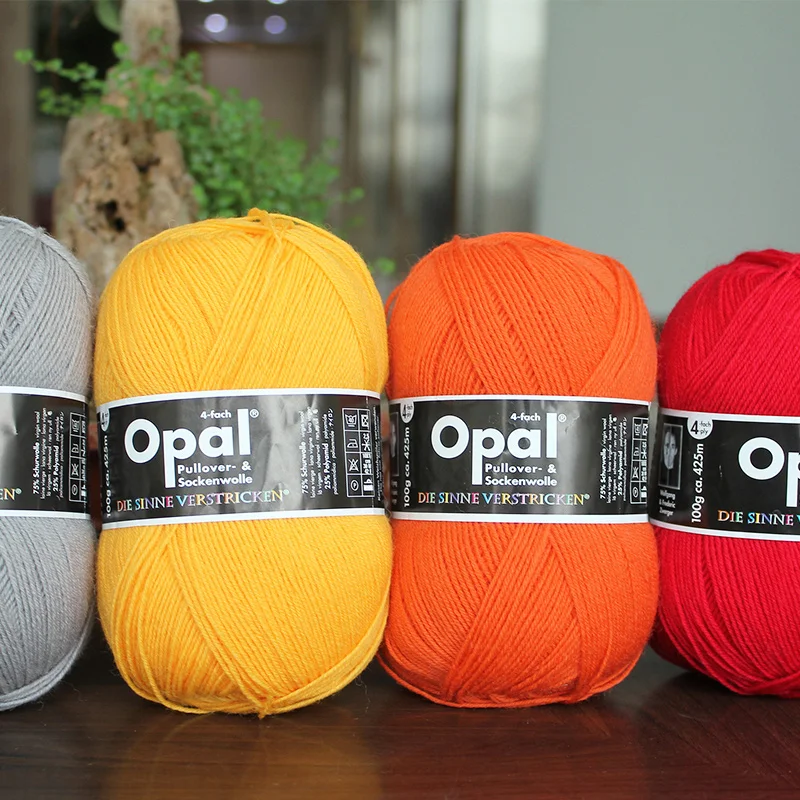 1*100g ball Opal wool yarn Uni 4ply yarn Sock Yarn 75% wool, 25% polyamide/ Nylon  socks knitting yarn