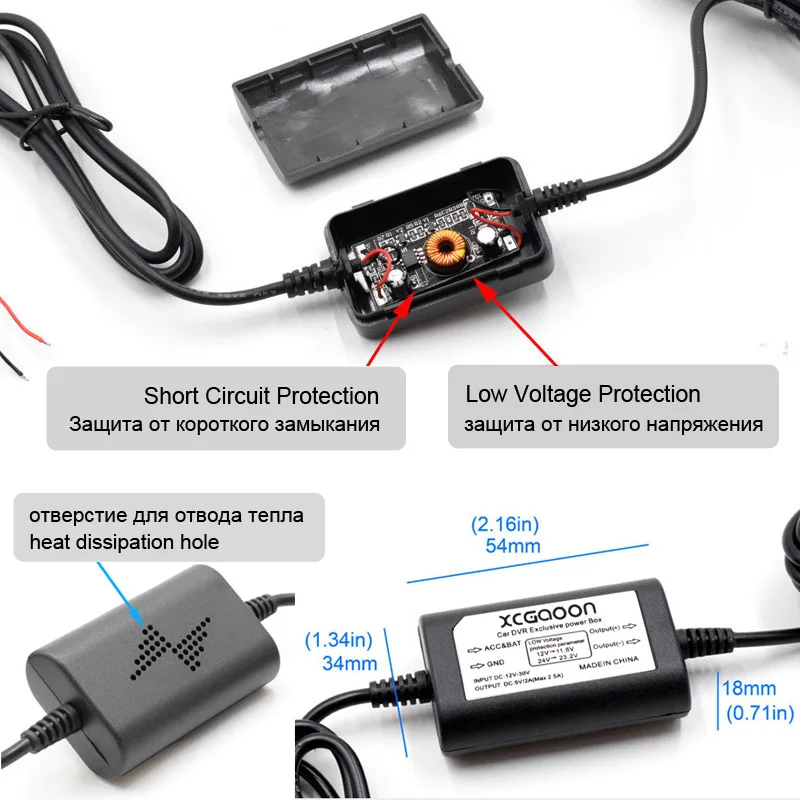 DC 12V to 5V 2A 3.1M Car Charge Cable Mini / Micro / Type-C USB Hardwire Cord Auto Charging for Dash Cam Camcorder Vehicle DVR