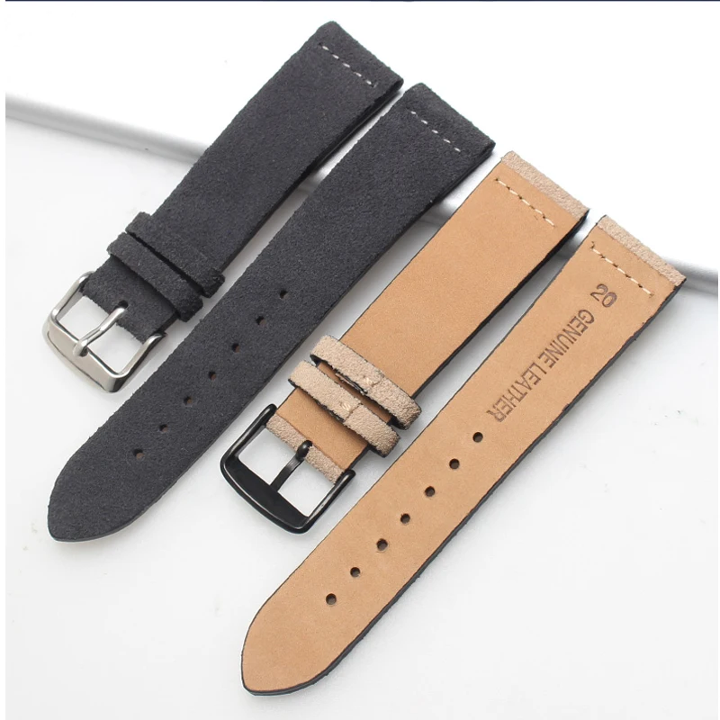 Suede Genuine leather bracelet 16 18 19 20 22 24mm watch band soft army green brown khaki watch strap pin buckle watchband