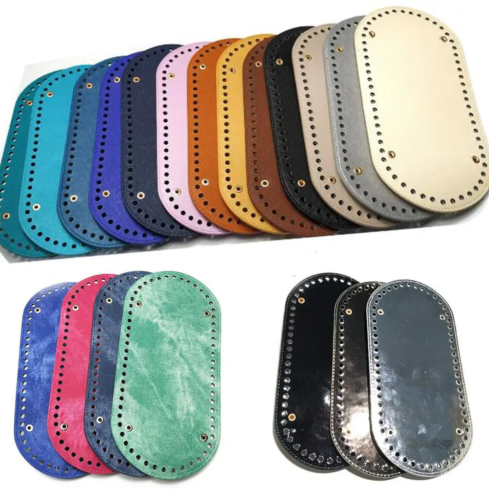 25x12cm Bag Bottom Oval Leather Bottoms with Holes Bag Accessories Handmade PU DIY Part  for Handbag Crossbody Messenger Bags