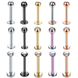 1PC 316L Stainless Steel Labret Stud Lip Rings Helix Tragus Piercings Oreja Cartilage Earrings 16G 8MM Lobe Body Jewelry