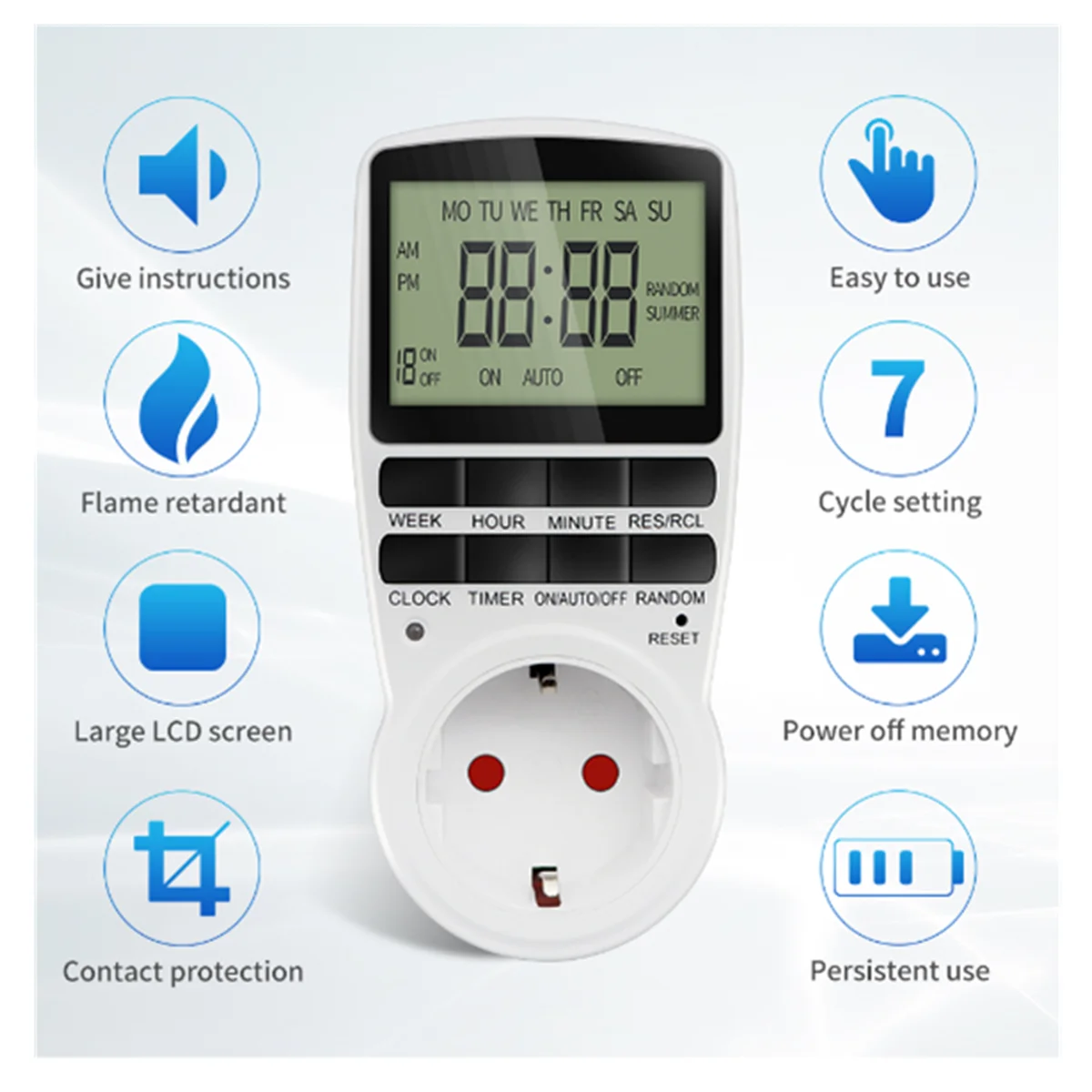 Imagem -02 - Soquete Eletrônico Digital Temporizador de Cozinha Tomada Cíclica Timing Programável 230v 110v 12 Horas 24 Horas eu fr us Plug Tm02