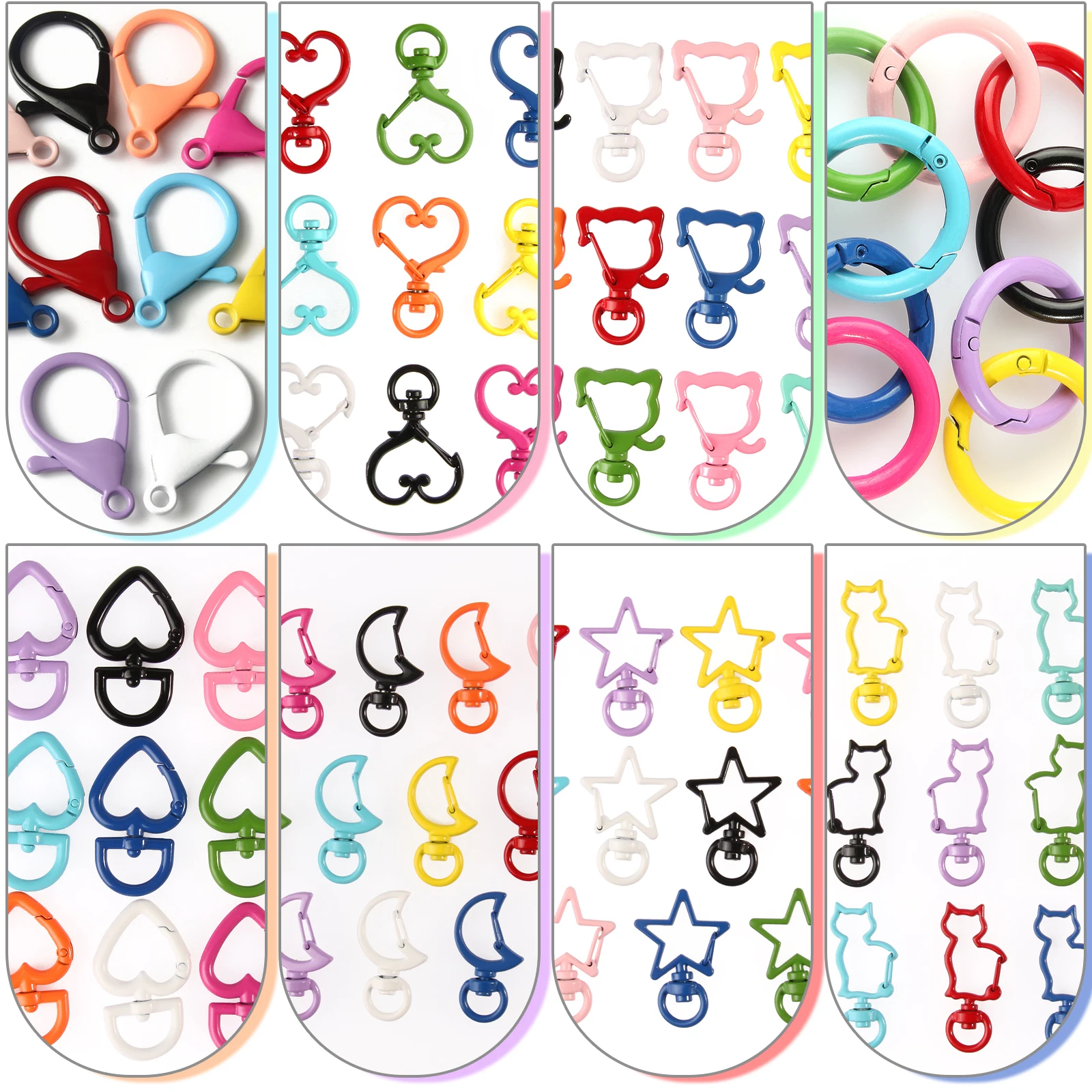 

Multicolor Lobster Clasp Hooks Ball Chain Metal Key Chain Ring Split Rings for Jewelry Making DIY Gift Mask Chain Accessories