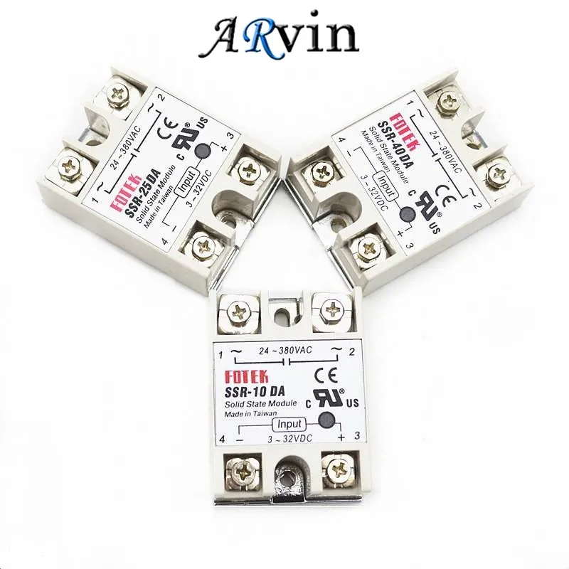 SSR-10DA SSR-25DA SSR-40DA ssr 10A 25A 40A 75A 80A Solid State Relay Module 3-32V DC Input 24-380V AC Output Load Single Phase