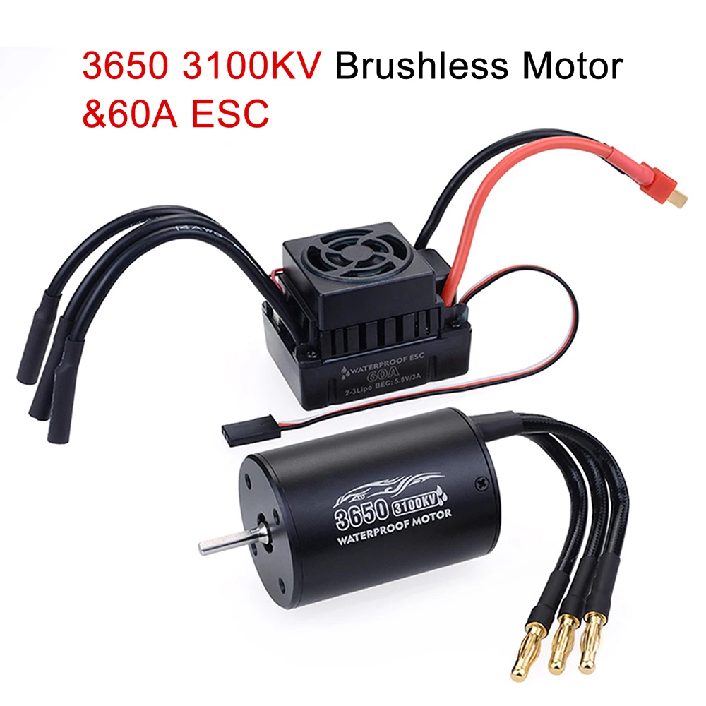 Hoge Kwaliteit Waterdichte 3650 2300KV 3100KV 3900KV Borstelloze Motor 60A Esc Voor Tamiya Traxxas 1/10 Rc Auto