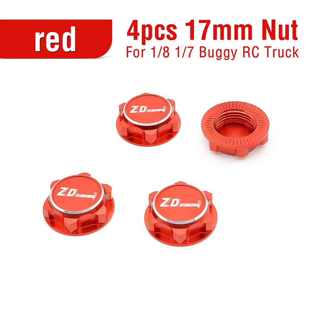 4PCS ZD 레이싱 EX07 17mm 육각 휠 너트 방진 1/8 1/7 HPI 호바오 ARRMA HSP 버기 RC 트럭 예비 부품