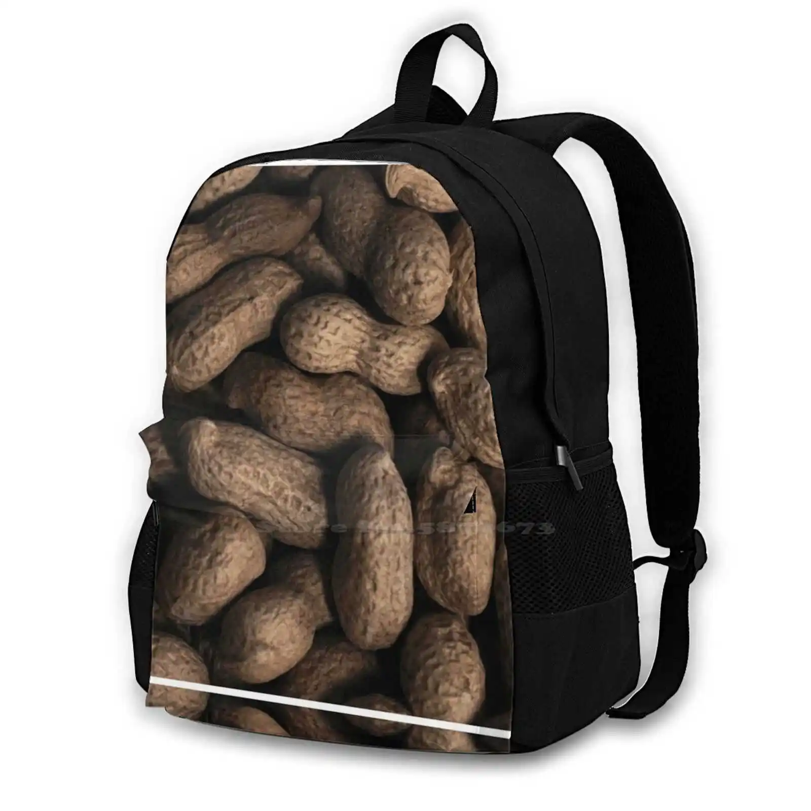 Hot Sale Schoolbag Backpack Fashion Bags Texture In Shell Brown Background Roasted Tasty Food Snack Coated Many