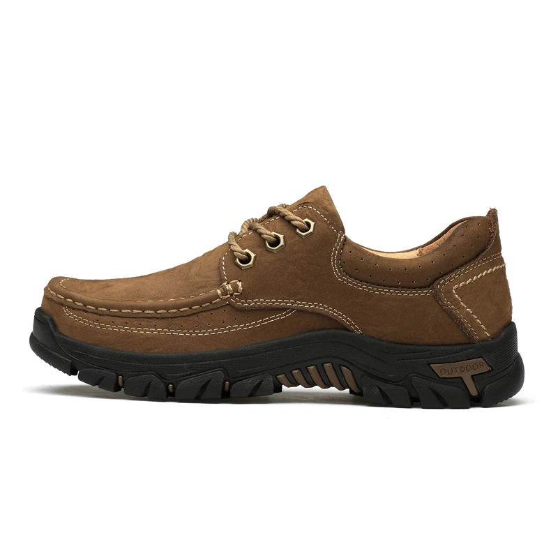 Men Casual Shoes Sneakers Outdoor Men Flat Shoes Non-slip Platform Men Genuine Leather Shoes Band Comfortable Hiking Shoes