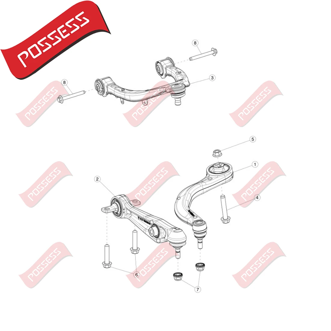 A Pair of Front Lower Suspension Straight Control Arm For Tesla Model 3 2017-/ 5YJ3 ,1044341-00-D 104434100D  L=R