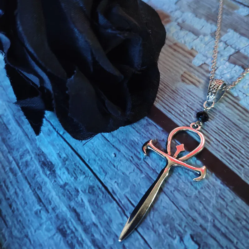 Vampire Ankh earrings occult black glass crystal  gothic dracula pendant symbol Original jewelry gift 2020 Fashion new charm