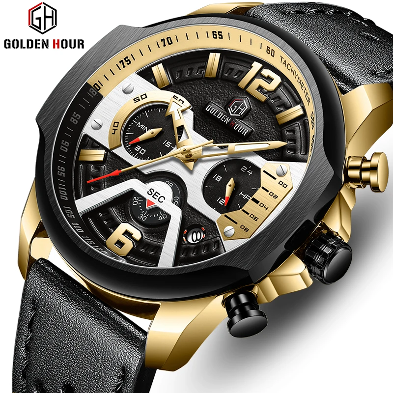 

Top Brand Luxury Mens Quartz Watches Genuine Leather Strap Men Male Watch Sport Wrist Watch Business Man Clock Relogio Masculino