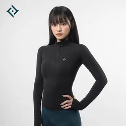 Women's Long Sleeve Workout Top Zipper Yoga Sportswear Fitness Running Training T-Shirt Breathable Quick-Dry Stretchy Activewear