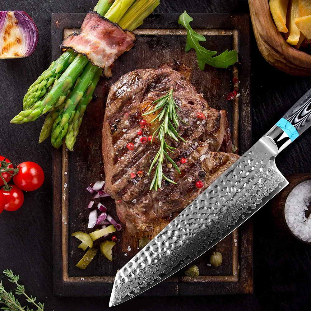 XITUO Highquality Damascus Knife 8 inch VG10 Blade Damascus Steel Knife 67 Layers Japanese Chef Santoku Cleaver Meat knife Gift