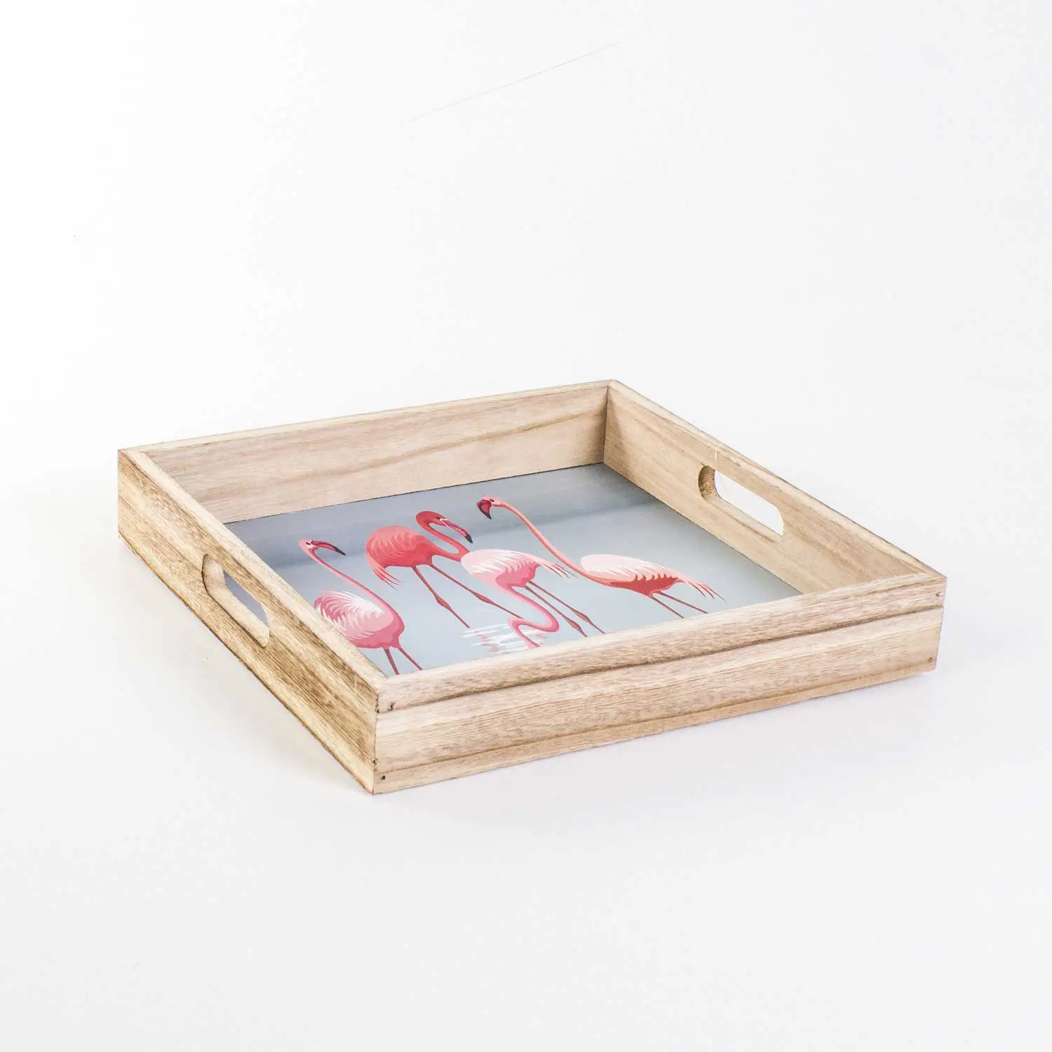 DOLBOVI Euro Flora Decorative Square Wooden tray Flamingo Pattern 30x30x5 Cm tray поднос plateau de service