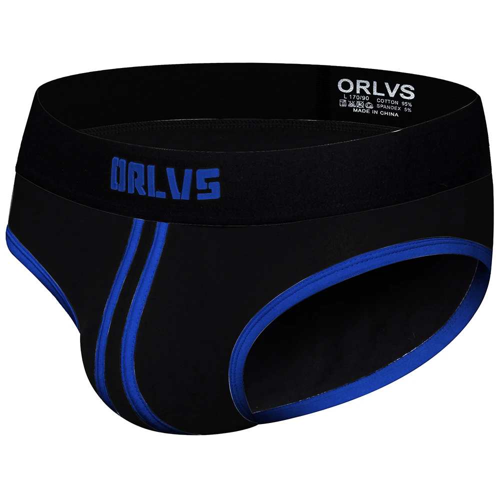 ORLVS Men\'s  Briefs Underwear Men Sexy Jockstrap Pouch Cuecas Man Cotton Panties Thongs Mesh Underpants Gay Slip Homme Srting