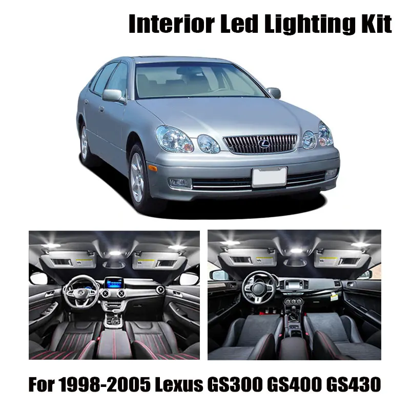 16pcs White Canbus LED Bulbs Interior Dome Trunk Door Light Kit For 1998-2005 Lexus GS300 GS400 GS430 Plate Glove Box Lamp