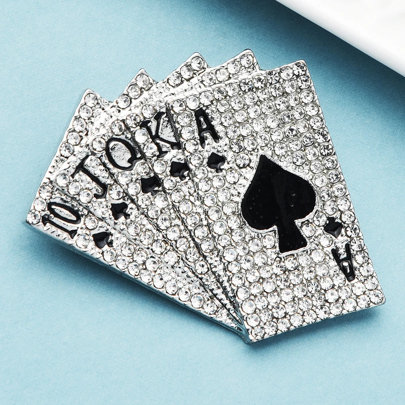 Wuli & baby strass Poker 10 J Q K A spilla scintillante A filo dritto