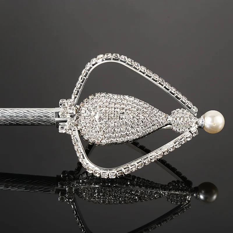 Elegant Award Ceremony Accessories Heart-shaped Hollow Scepter Bright Inlaid Rhinestone Fairy Stick Princess Magic Wand