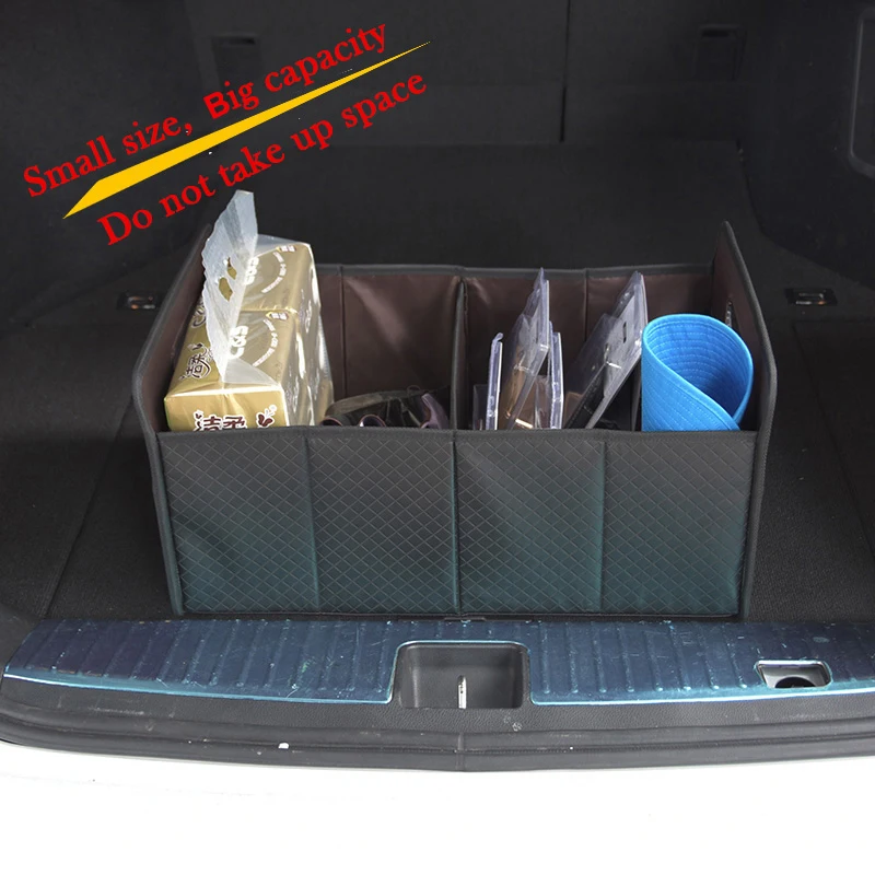 Folding Car Trunk Storage Box Organizer Package Bag Dual-purpose Pattern Leather Trunk Tidying Stowing Anti-dirty For All Models