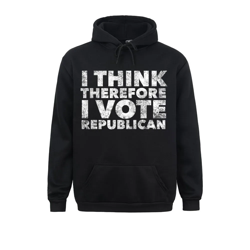 

I Think Therefore I Vote Republican Funny Anti Democrat Long Sleeve Hoodies Winter Fall Men Sweatshirts Sportswear Company