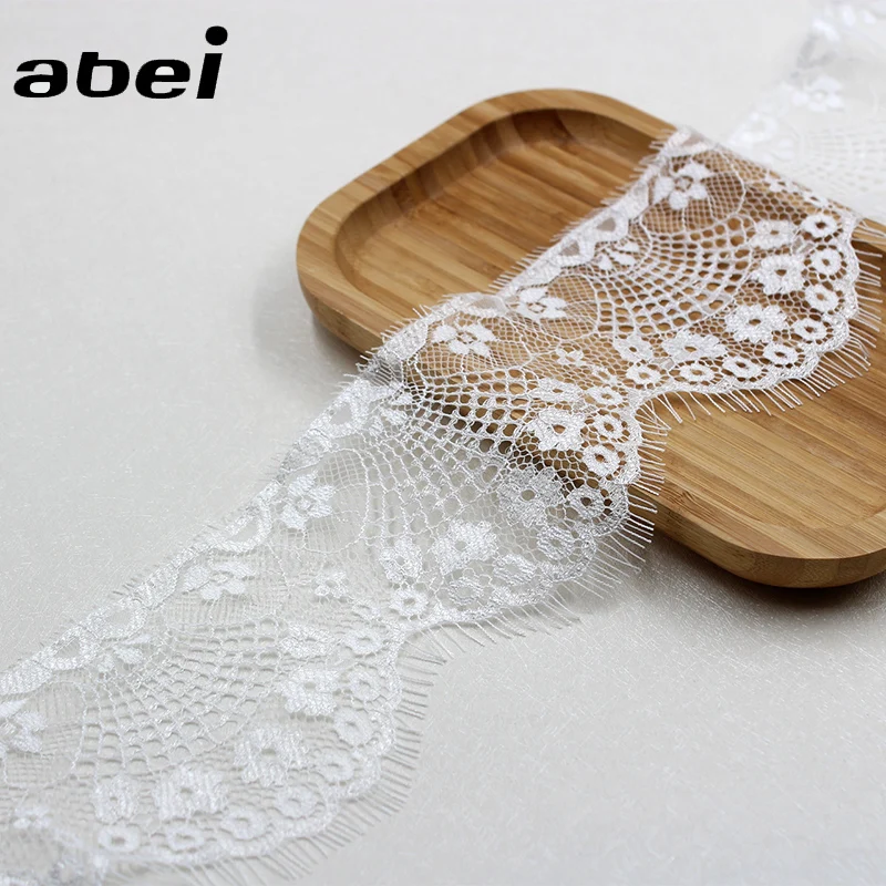 9.5cm 3yards White Black French Eyelash Lace Ribbon Handmade Sewing Garments Accessories DIY Dress Edge Wrapping Embroidery lace