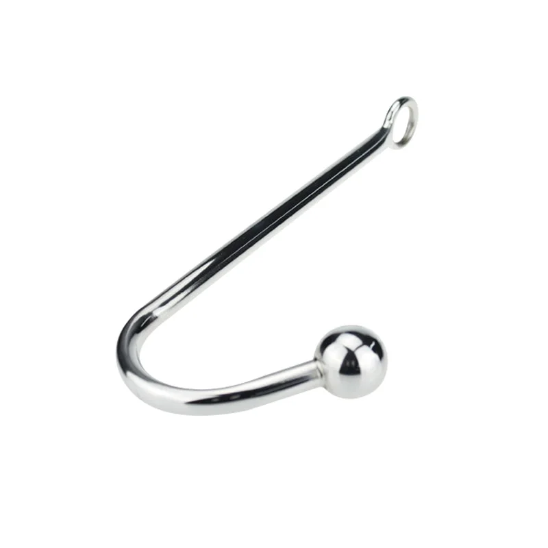 130g Stainless steel anal hook with beads hole metal butt plug anus fart putty slave Prostate Massager BDSM sex toy for men