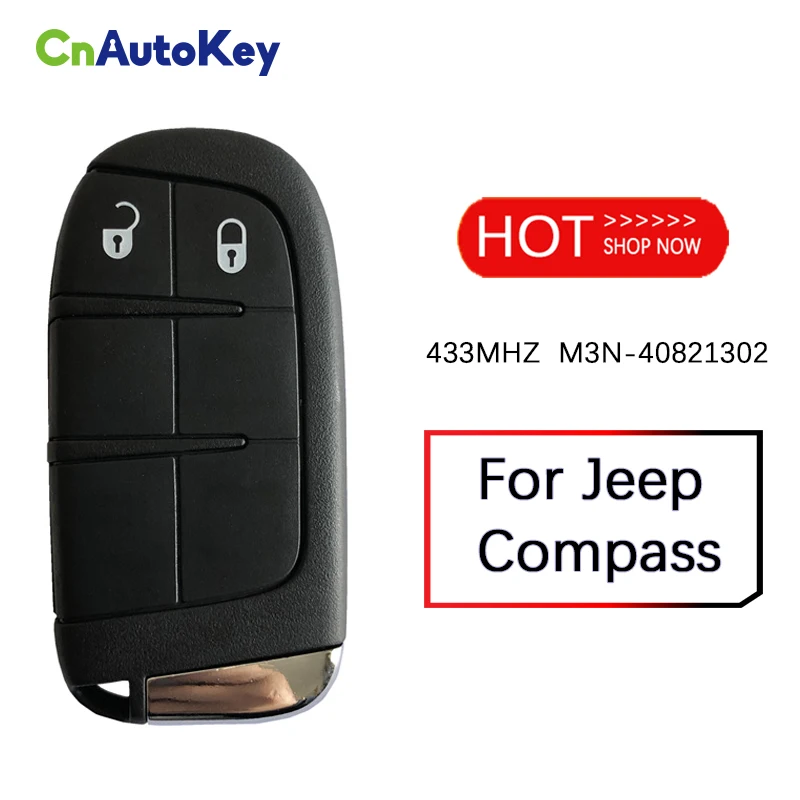 CN086028 For Jeep Compass 2/3/4/5 Buttons Smart Remote Control Key 433mhz 4A Chip Keyless Entry SIP22 Blade M3N-40821302