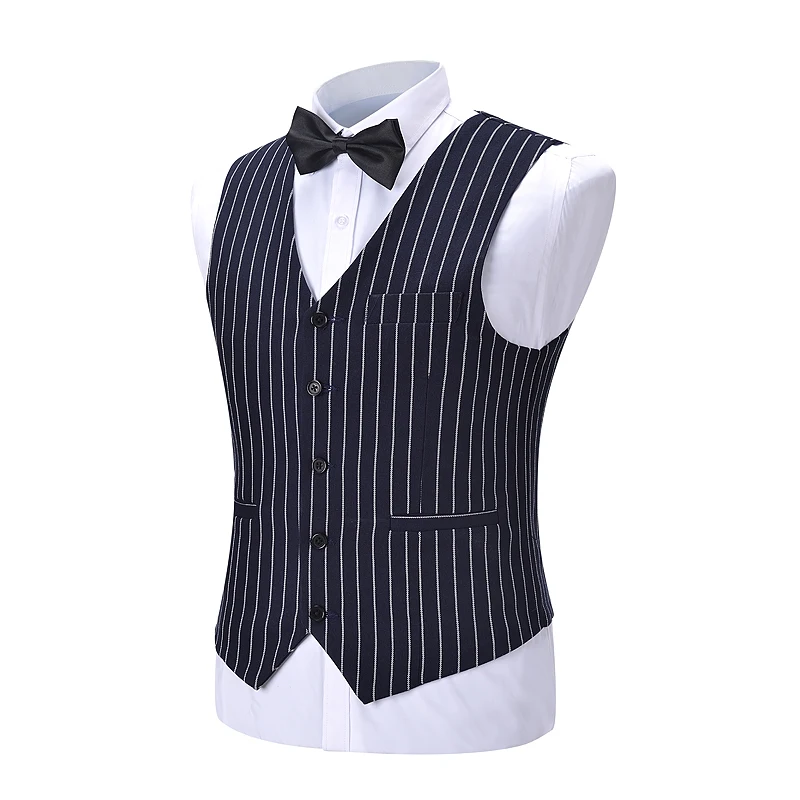 Formal Navy Stripe Waistcoat British Style Men's Suit Vest Slim Fit Vest Business Suits For Men New Customizable vest