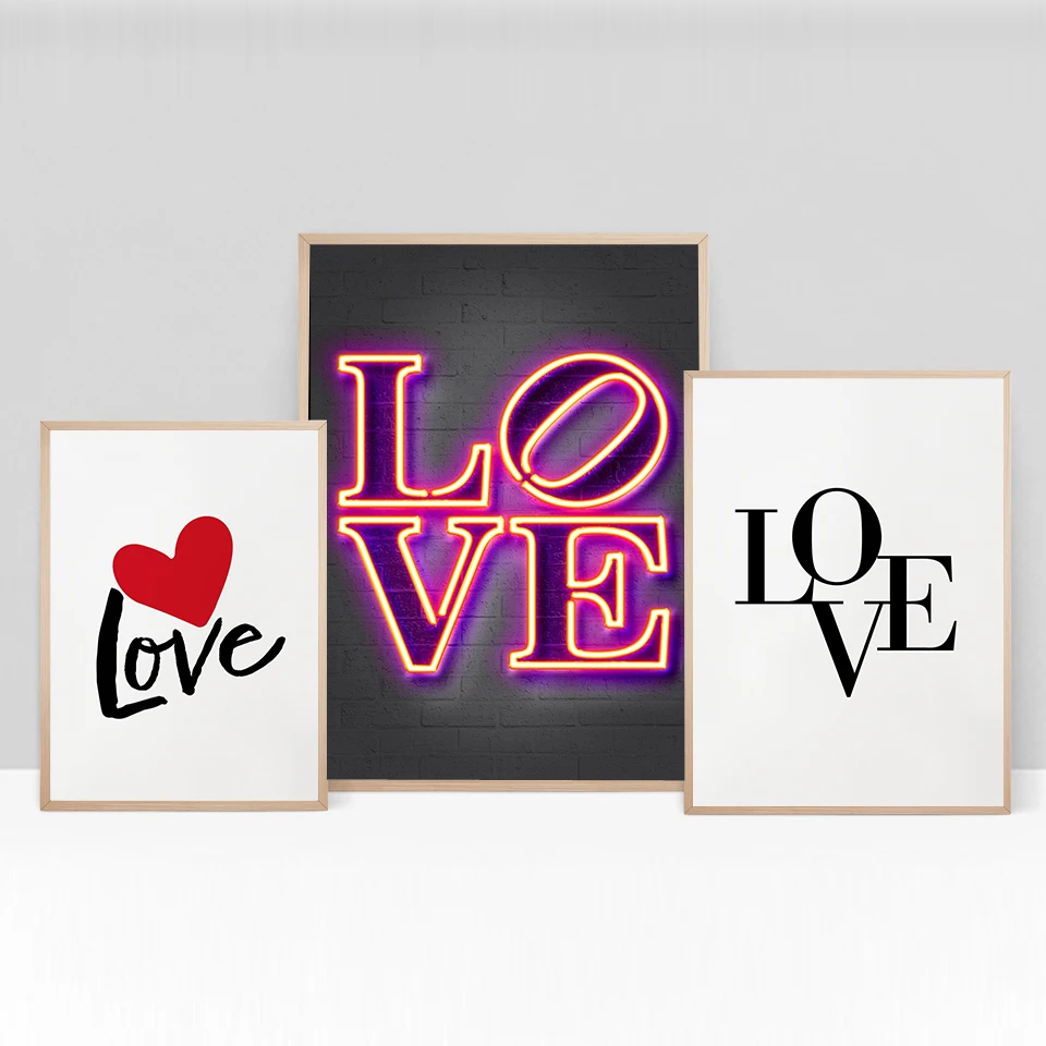 

Love Sign Quote Minimalist Canvas Painting Neon Wall Art Pictures Nordic Posters And Prints Living Room Corridor Gift Home Decor