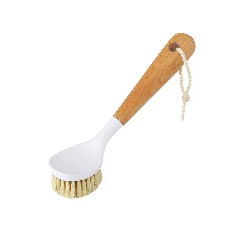 Cleaning Brush Beech Handle Cleaning Brush for Pans, Pots, Sink Cleaning, Kitchen Wooden Long Handle Cleaning Brush