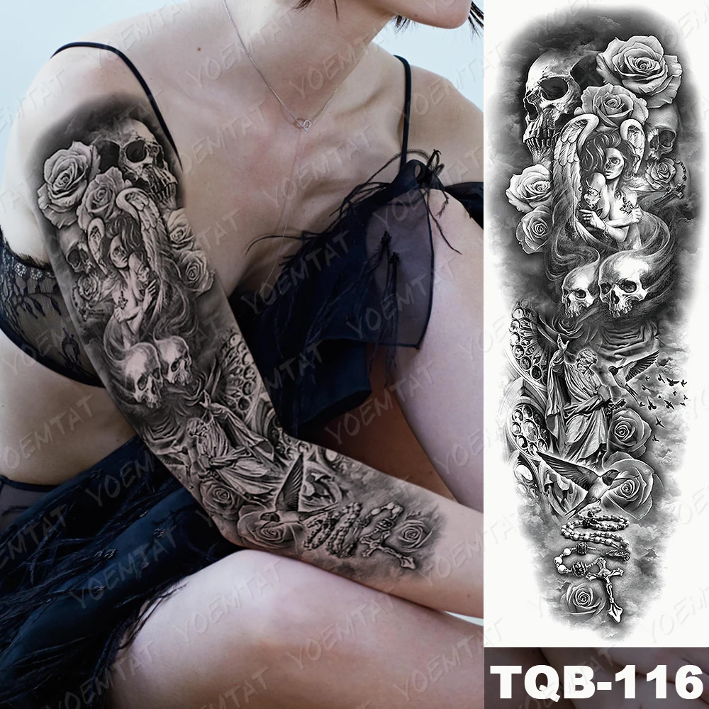 Autocollant de tatouage temporaire Rose pour hommes et femmes, faux tatouage,  manches, ange, prière, colombe, imperméable, Art corporel, paix / Tattoo et  body art, image size:1000x1000