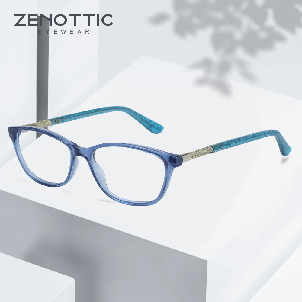 

ZENOTTIC Acetate Cat Eye Glasses Frame Women Transparent Vintage Optical Myopia Spectacles CR-39 Lens Prescription Eyeglasses