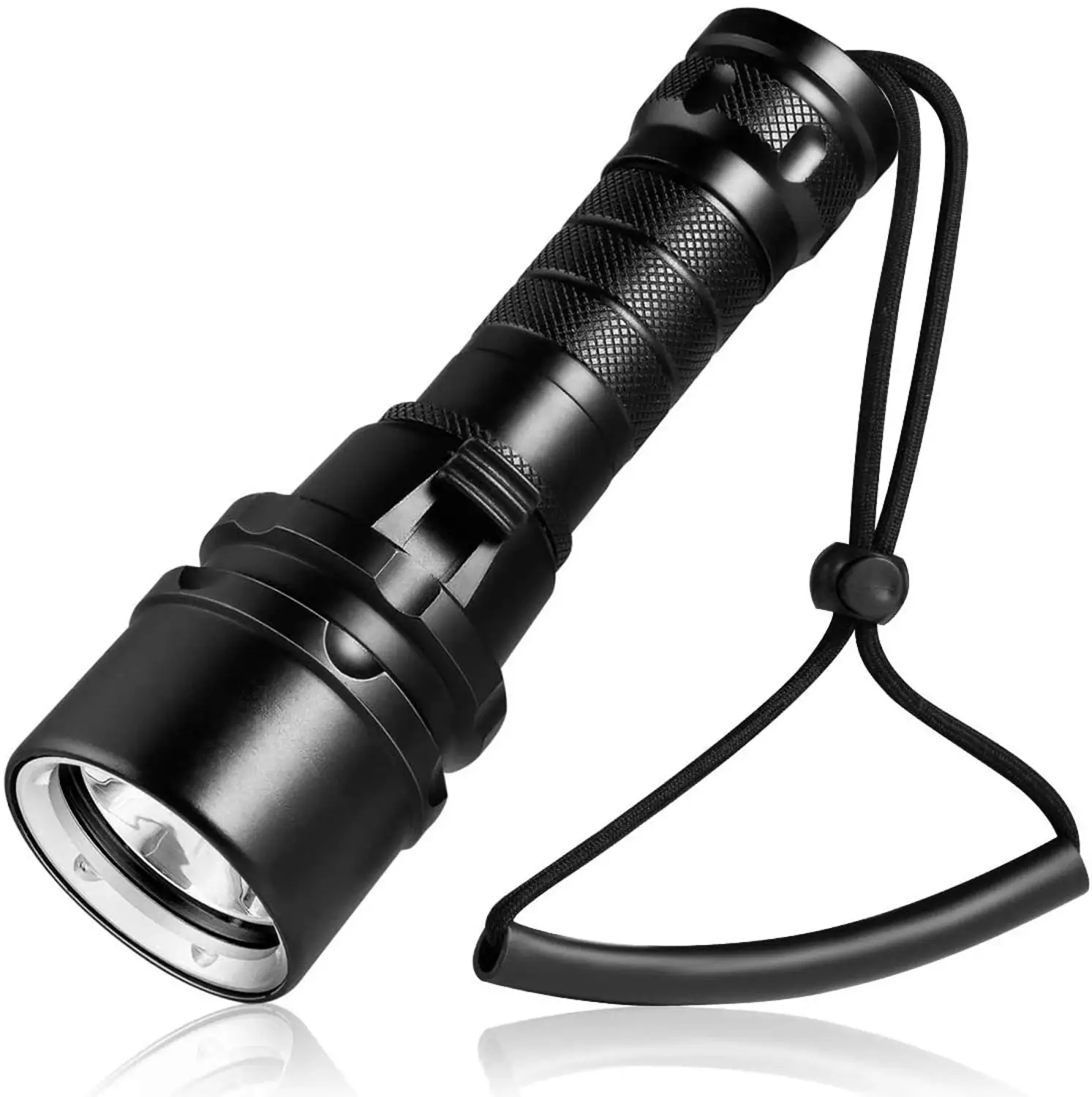 TOPCOM Professional IP68 Diving Flashlight Power Light Underwater 50m Scuba Diving Torch Use 18650 Battery With Non-slip Rope