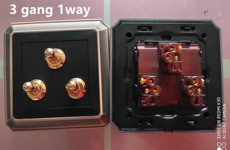 Antique Black Wall Switch 86 type Retro Toggle Switch 1 GANG/ 2 GANG/ 3 GANG/ 4 GANG 10A 110V-250V Wood Panel Brass Lever