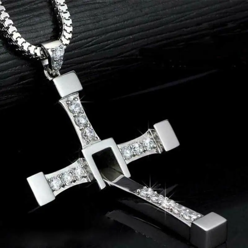 S925 Sterling Silver Cross Necklace Pendant Women Men Silver Jewelry Couple Lovers Gifts