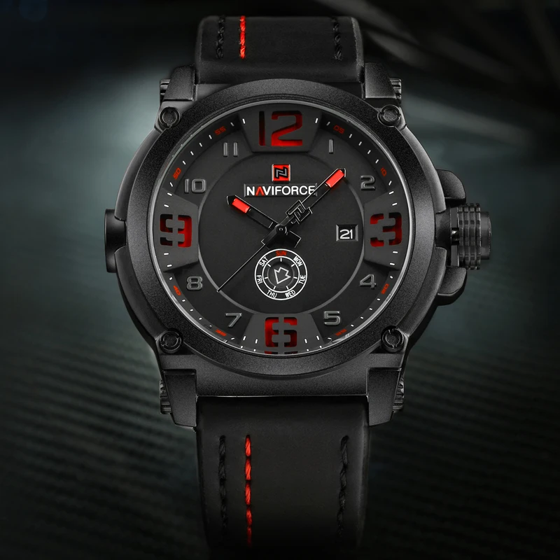 NAVIFORCE 남성용 방수 가죽 쿼츠 손목시계, NF9099 스포츠 시계, 최고 브랜드 럭셔리 9099, 인기 판매