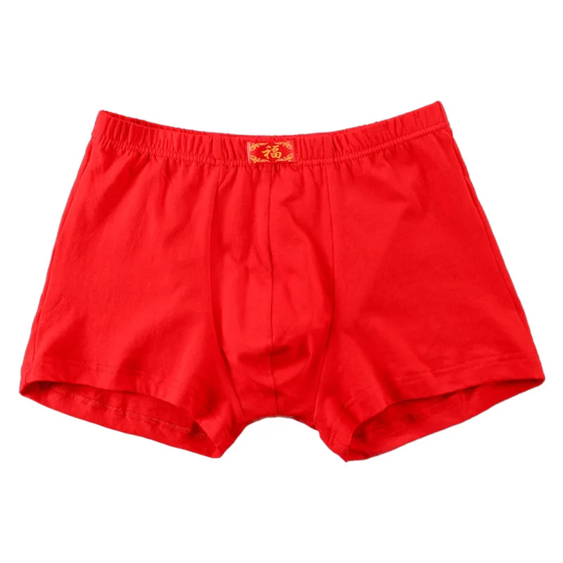 Mannen Ondergoed Puur Katoen Heldere Rode Boxer Shorts
