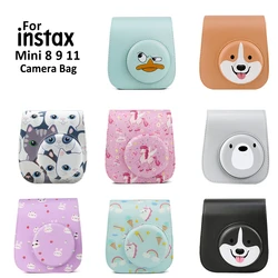 For Fujifilm Instax Mini 8 9 11 Film Camera PU Leather Bag Case Cover Shell with Shoulder Strap Animals Series